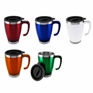 Mug Cónico Plástico Colores y Metal 440 cc